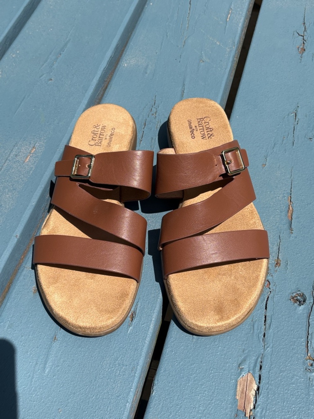 Croft & Barrow Brown Slide Sandal with Ortholite Footbed